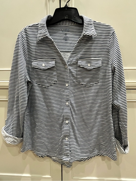 croft & barrow Tops - croft & barrow Navy and White Striped Button-Down Shirt MP